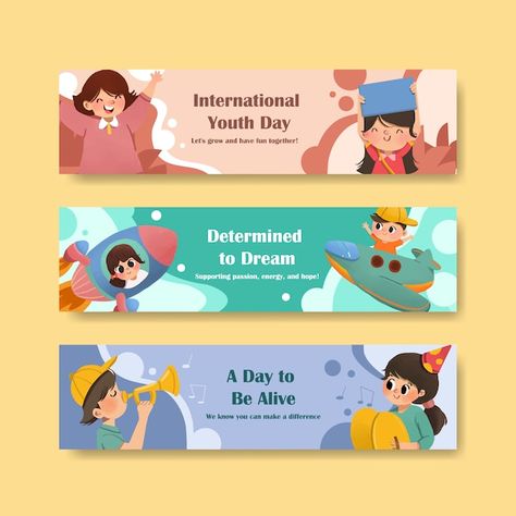 Banner School Design, Kids Branding Design, Kids Graphic Design, Kids Banner, Science Centre, International Youth Day, Day Template, Website Banner Design, Education Poster Design