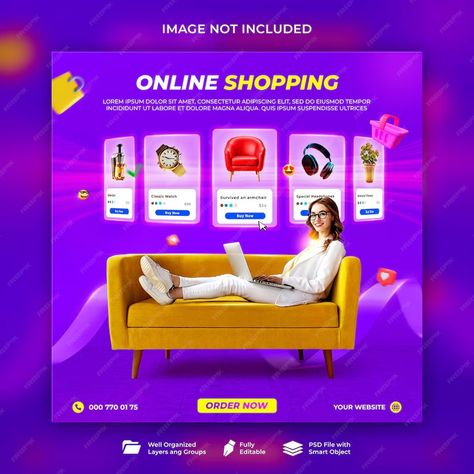 Premium PSD | Creative concept sale online shopping promotion on social media post Online Shopping Creative Ads, Shopping Creative Ads, Social Media Ads Design, Creative Social Media Post, Media Branding Design, App Promotion, Social Media Branding Design, Media Branding, Social Media Post Ideas