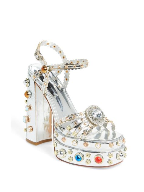 Lola Platform - Azalea Wang | New York & Company Wang Heels, Silver Platform Heels, Alice In Wonderland Inspired, Silver Platforms, Heels Silver, Azalea Wang, Embellished Heels, Trendy Boots, Irregular Choice