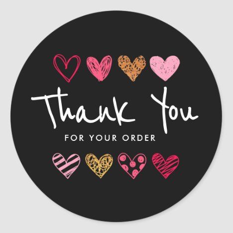 fun heart thank you black classic round sticker Thank You Sticker Design, Thank You Stickers Printable Free, Thank You Sticker, Small Business Logo Design, Best Logo Maker, Logo Online Shop, Baking Quotes, Small Business Quotes, Cake Logo Design