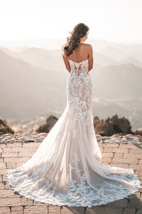 A1212 | Allure Bridals Alice Rose, Illusion Sleeves, Designer Bridesmaid Dresses, Allure Bridals, Sheath Gown, Allure Bridal, Current Trends, Lace Bodice, Beaded Lace