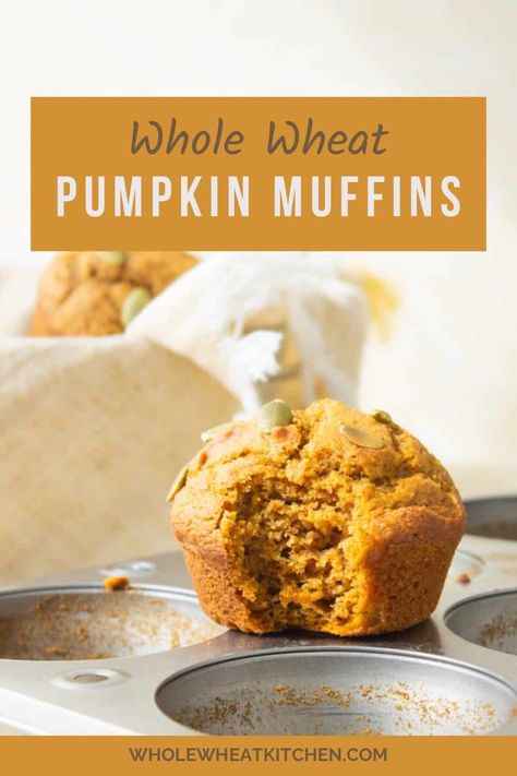 Our low sugar pumpkin muffins come together quick and easy in just one bowl. This small batch muffin recipe is great for using up leftover pumpkin. We use soft white wheat (whole wheat pastry flour) to make these whole wheat pumpkin muffins. They are the perfect recipe to add to your fall baking lineup. Low Sugar Pumpkin Muffins, Low Calorie Pumpkin Muffins, Wheat Germ Muffins, Whole Wheat Pumpkin Muffins, Muffins With Yogurt, Cider Muffins, Apple Cider Muffins, Pumpkin Oatmeal Muffins, Low Calorie Pumpkin