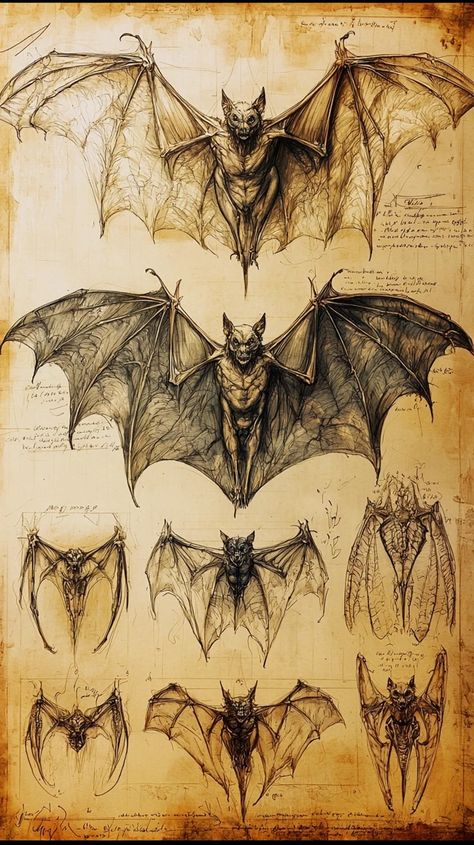 Bat Skeleton Art, Realistic Bat Drawing, Bat Illustration Vintage, Bat Drawing Tattoo, Vampire Drawing Sketches, Bat Diagram, Vampire Anatomy, Library Sketch, Vampire Painting