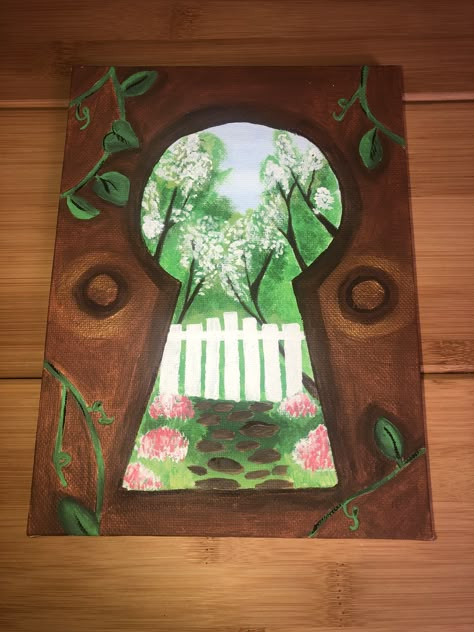 Keyhole Drawing Ideas, Keyhole Drawing, Keyhole Art, Cute Easy Paintings, Simple Canvas Paintings, Cute Canvas Paintings, Easy Canvas Art, Canvas Painting Designs, Art Painting Gallery