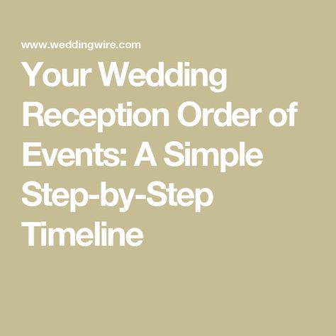 Your Wedding Reception Order of Events: A Simple Step-by-Step Timeline Wedding Reception Order Of Events, Wedding Reception Order, 6 Month Wedding Planning Timeline, Wedding Planner Timeline, Reception Order Of Events, 6 Month Wedding Planning, Wedding Planning Timeline Printable, Timeline Wedding Planning, Reception Timeline