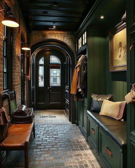 Farmhouse Architecture, Gorgeous Houses, Dark Home, Boot Room, Green Walls, Dark Interiors, Industrial House, Dream House Interior, Mud Room