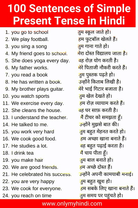 Simple Present Tense Hindi To English, Hindi Simple Sentences, Hindi Sentences For Translation, Present Indefinite Tense In Hindi, Tenses In Hindi, English Hindi Sentences, Present Indefinite Tense Worksheet, Hindi Sentences For Kids, Simple Tenses Worksheets