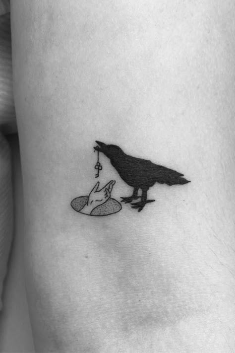 Tattoo uploaded by bymimomu | 🖤 #raven #raventattoo #customdesign #customtattoo #tattoo #tattoodesign #tattooideas #tattooart #tattooartist #tattoo #ink #inked #drawing #lineart #linetattoo #blackwork #blackworktattoo | 654566 | Tattoodo Crow Holding Something Tattoo, Crow Small Tattoo, Raven Tattoo Linework, Mini Raven Tattoo, Tattoo Ideas Raven, Tiny Raven Tattoo, Raven Tattoo Minimalist, Raven Tattoo Fine Line, Raven Bird Tattoo