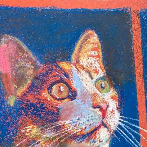 Gambrell on Instagram: "‘Anticipation’ soft pastels on sanguine red heavy weight paper at size A3 (29x42cm) - Available in my ‘studio store’ link in bio . . #cat #colour #catsofinstagram #artist #drawing #artwork #sketch #petportrait #pet #course #kunst #dibujo #illustration" Derpy Cats, Pastel Cat, Pencil Artwork, Colored Pencil Artwork, Chalk Pastels, April 6, Artist Drawing, Pastel Art, Drawing Artwork