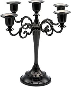 Metal candelabra Designed for 5 lights,10.6inch Tall Candle Holder Halloween Candelabra, Black Candlestick Holders, Gothic Candle Holder, Tall Candle Holder, Black Candelabra, Battery Powered Candles, Creative Seating, Vampire Party, Gothic Candles