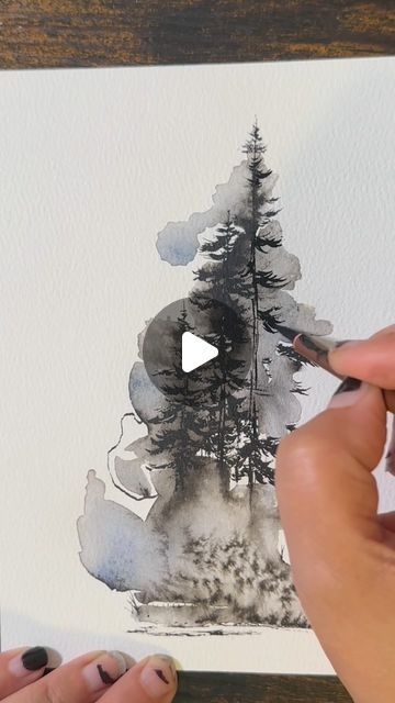 Learn To Paint With Watercolors, Watercolor Display Ideas, How To Do Painting, Watercolour Tutorials Watercolor Lesson, Watercolor And Ink Paintings, Watercolour And Ink Art, How To Paint With Watercolor, Black Watercolor Painting, Granulation Watercolor