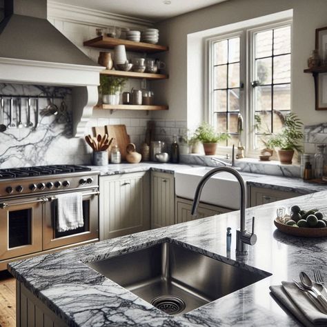 Upgrade your kitchen with the classic elegance of Bianco Sardo Granite! 🌟 This stunning worktop has a light grey background with darker speckles, perfect for any style. 🏠✨ #KitchenDesign #GraniteWorktops #BiancoSardo #HomeImprovement #LondonKitchens #InteriorDesign #AffordableLuxury Bold Kitchen Colors, White Kitchen Worktop, Kitchen Inspiration Board, London Homes, White Worktop, Granite Worktops, Light Grey Background, Bold Kitchen, Traditional Kitchen Design