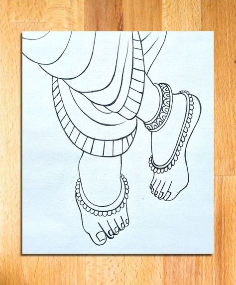 Krishna Foot Painting, Krishna Legs Painting, Krishna Foot Images, Krishna Feet Drawing, Drawing Of God Krishna, Krishna Feet Painting, Lord Krishna Sketch Pencil Easy, Krishna Painting Easy Pencil, Easy Drawing Of Krishna