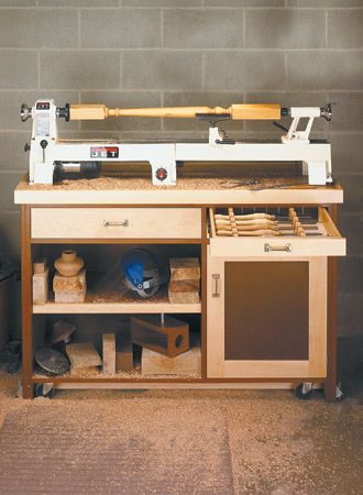 Lathe Bench Ideas, Wood Lathe Stand Plans, Wood Lathe For Sale, Lathe Stand, Cold Frame Plans, Woodsmith Plans, Woodworking Lathe, Woodworking Bench Plans, Wood Turning Lathe