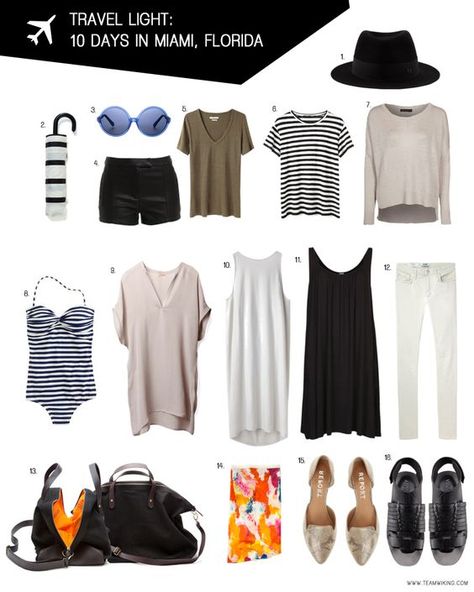 How to pack in just a carryon! - Travel Light: 10 Days in Miami, Florida What To Pack For Miami Vacation, Miami Vacation, Packing Ideas, Travel Clothing, Travel Capsule, Travel Wear, Travel Clothes, Packing Lists, Travel Outfits