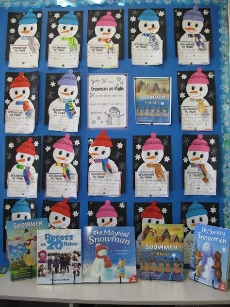 Classroom Fun: snowmen at night Snowman At Night, Self Connection, Winter Themed Activities, Text To Self Connection, Snowmen At Night, January Classroom, Snowmen Activities, January Activities, Text To Self