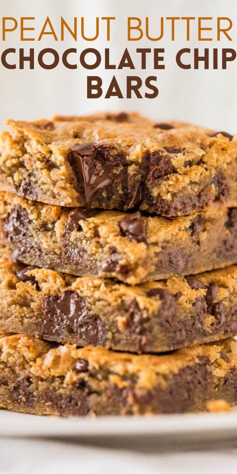 Peanut Butter Chocolate Bars (7 Ingredients!) - Averie Cooks Peanut Butter Chocolate Chip Bars, Pancake Sausage, Sausage Bites, Peanut Butter Bars Recipe, Butter Desserts, Averie Cooks, Chocolate Chip Bars, Peanut Butter Chocolate Bars, Dessert Bar Recipe