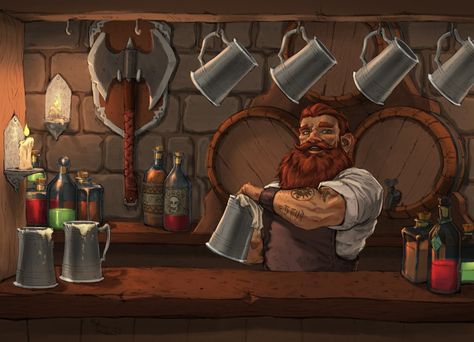 Taverna Medieval, Idle Game, Wow Art, Arte Fantasy, Dungeon Master, Fantasy Rpg, 판타지 아트, Fantasy Inspiration, Medieval Fantasy