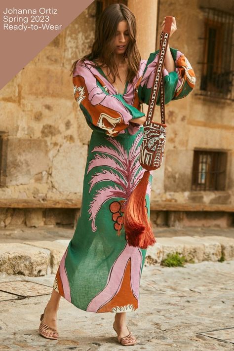 Elegantes Outfit Damen, Mode Prints, Look Boho Chic, Summer Wedding Guests, Ankle Dress, Linen Midi Dress, Johanna Ortiz, Loose Outfit, Green Midi Dress