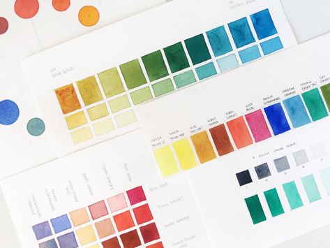 5 Types of Watercolor Charts: Overview Watercolor Swatches, Different Types Of Colours, Color Mixing Chart, What To Write About, Watercolor Mixing, Watercolor Palette, A Sentence, Watercolor Sketch, Watercolour Tutorials