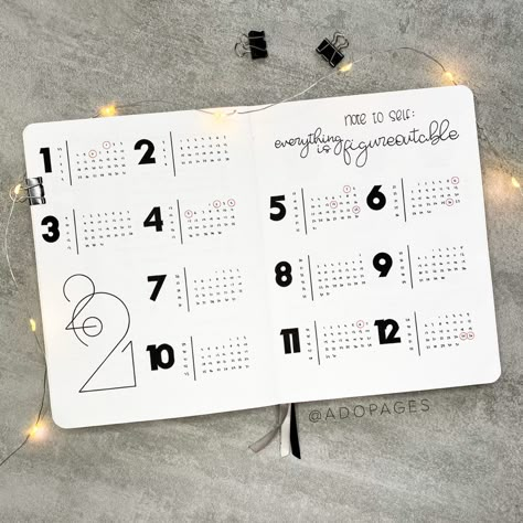 Bullet journal calender overview 2021 Bullet Journal Year Overview, Year At A Glance Bullet Journal, Bullet Journal Overview, Bullet Journal Year, Journal Year, Journal 2025, Bullet Journal Design, Journal Design Ideas, Year At A Glance