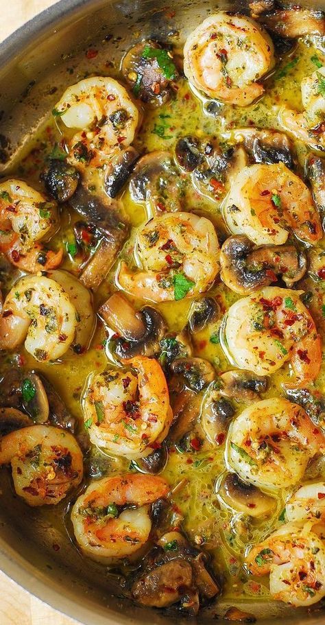 Pesto Shrimp with Mushrooms Shrimp With Mushrooms, Seafood Sandwiches, Pesto Shrimp, Shrimp Dinner, Shrimp Recipes For Dinner, Shrimp Recipes Easy, Shrimp Dishes, Seafood Dinner, Idee Pasto Sano