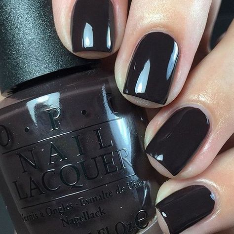 OPI Dark Chocolate 🍫 Color name is Shh..it's top secret 💋 Nails Acrylic White, Fall Nail Colors Opi, Essie Nail Colors, Dark Nail Polish, Opi Nail Colors, Fall Nail Polish, Nail Polish Colors Fall, Fall Gel Nails, Spring Nail Colors