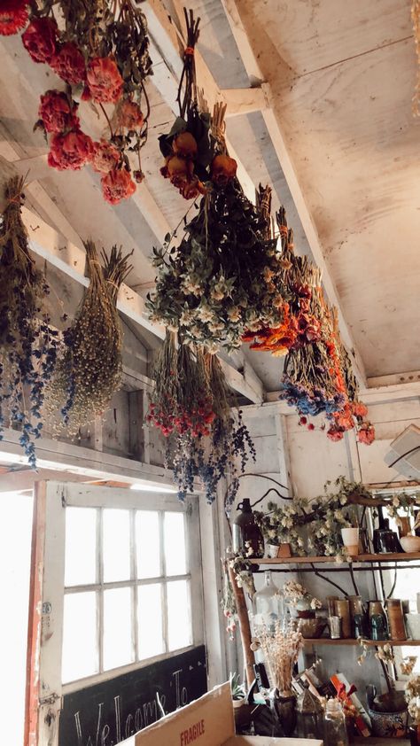 Hanging Dried Flowers Kitchen, Dried Flowers Kitchen Decor, Dried Flowers In Bedroom, Dried Flower Display Wall, Hung Dried Flowers, Dried Flower Ceiling, Hang Drying Flowers, How To Hang Dried Flowers, Hanging Dried Flowers Decor Ceiling