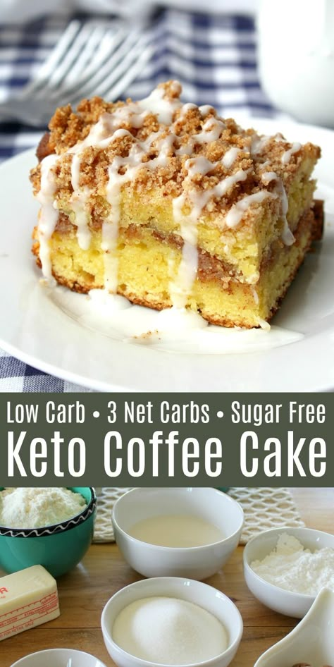 Keto Coffee Cake, Healthy Coffee Cake, Coffee Cake Recipes Easy, Keto Cakes, Keto Coffee, Keto Cake, Recetas Keto, Keto Sweets, Coffee Cake Recipes