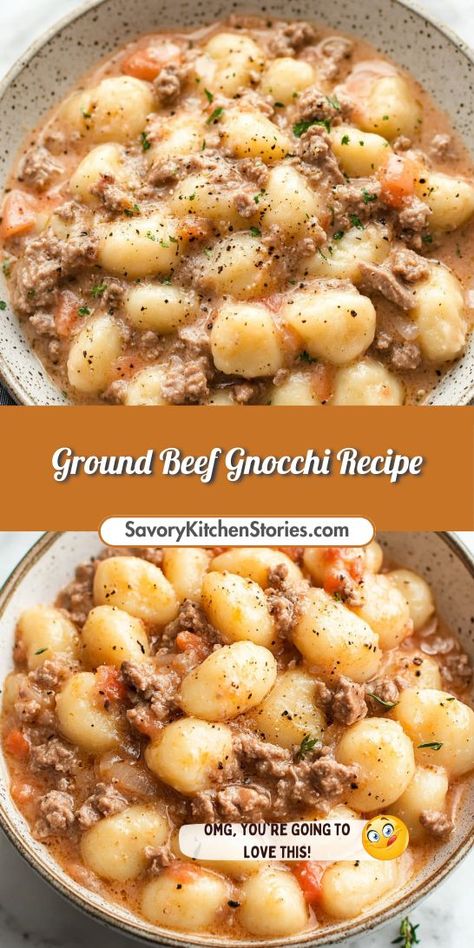 Searching for a unique way to enjoy ground beef? Try this Ground Beef Gnocchi Recipe that brings a delightful twist to your dinner table. It’s not only easy to make, but it’s also packed with flavor! Be sure to save it for future meals! Ground Beef And Gnocchi, Ground Beef Gnocchi, Beef And Gnocchi, Beef Gnocchi, Creamy Ground Beef, Unique Dinner, Gnocchi Recipe, Gnocchi Recipes, Comfort Dishes