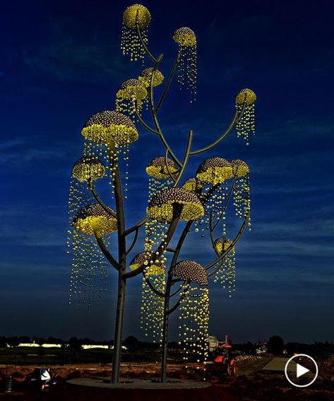 Maxim Zhestkov, Modern Outdoor Lamp, Huge Tree, Conceptual Image, Outdoor Lighting Design, Changi Airport, Sculpture Stand, Modern Outdoor Lighting, Steel Sculpture