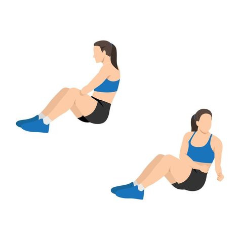 Russian Twist Exercise, Flat Vector Illustration, Russian Twist, Flat Vector, Gym Rat, Core Workout, New Chapter, Gymnastics, White Background