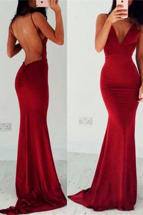 Red backless gown