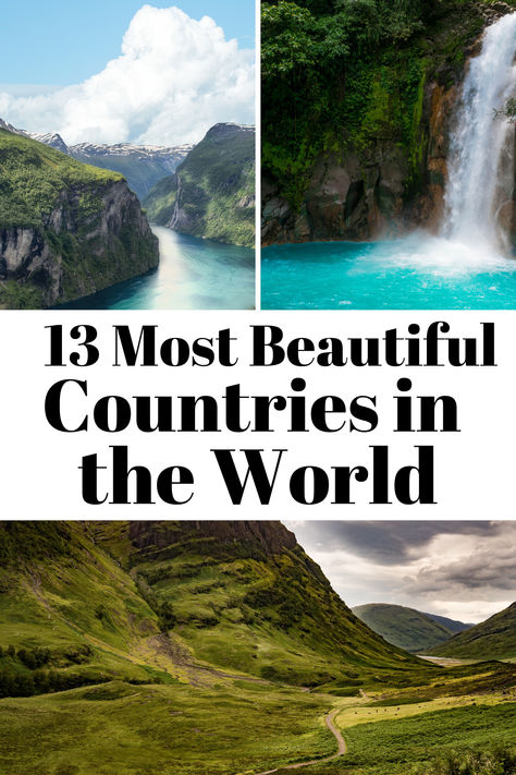 Have you ever wondered where the most beautiful countries in the world are? Here are the top 13 most spectacular countries in the world, and one of them is very close to home! Most Beautiful Country In The World, Must See Places In The World, Most Beautiful Places In The World, Famous Places Around The World, 7 Wonders Of The World, World Countries, Best Countries To Visit, Beautiful Countries, Beauty Places