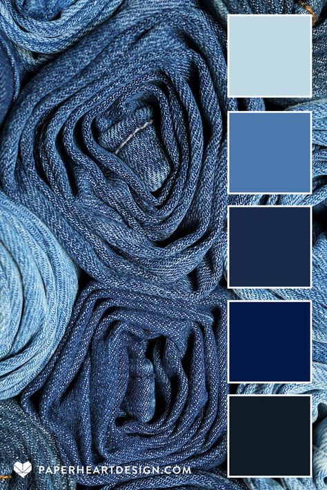 This blue jean baby color scheme is just one of hundreds of expertly designed color palettes on our blog! The Fresh Fibers color palette collection is full inspiration for your next design project, wedding colors, interior design, branding, nail art, and more! #colorpalette #colorscheme #color #colourpalette #colorinspiration #graphicdesign #weddingcolors #interiordesign #branding #design #fashion #graphicdesign #nailart #logo #illustration #neutral #hexcode #graphicdesigner Ss24 Color Palette, Dark Denim Color Palette, Blue Jean Color Palette, New Jeans Color Palette, Newjeans Color Palette, Denim Colour Palette, Jean Color Palette, Denim Aesthetic Wallpaper, Jeans Color Palette