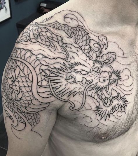 Chest Tattoo Pieces For Men, Left Chest Tattoo Men Ideas Unique, Japanese Tattoo Art Shoulder, Irezumi Shoulder Tattoo, Men Center Chest Tattoo, Enso Chest Tattoo, Dragon Tattoos For Men Chest, Chest Panel Tattoo, Chest Tattoo Men Ideas Japanese