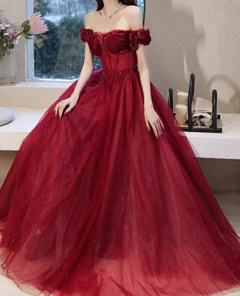 Red Ball Gowns Princess Fairytale, Red Prom Dress Princess, Red Gown For Debut, Red Fairytale Dress, Red Ball Gown Princesses, Red Debut Gown, Red Princess Dress Fairytale, Red Dress Ballgown, Big Dresses Princesses