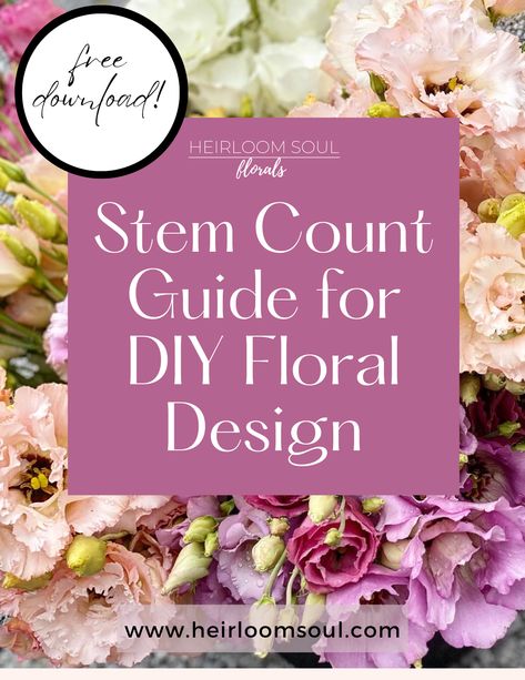 How to determine number of stems for bouquets, centerpieces, flower bar, flower crown, corsage, mason jar floral arrangements. Learn how to determine stem counts for wedding floral design. How many stems to use for wedding bouquets? How many flowers to use for DIY wedding bouquets? How to design DIY How Many Flowers For Centerpieces, How Many Stems Per Bouquet, Types Of Floral Arrangements, Floral Arrangement Recipe, Floral Recipes Flower Arrangements, How Many Flowers Do I Need For Wedding, Wedding Flower Arrangements Diy, Costco Flowers Wedding, Diy Flower Arrangements Centerpieces