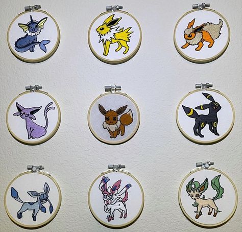 Pokemon Diy, Embroidery Wall Art, Embroidery Tips, Embroidery Template, Pokemon Eevee, Personalized Embroidery, Hand Embroidery Art, Embroidery Inspiration, Hoop Art