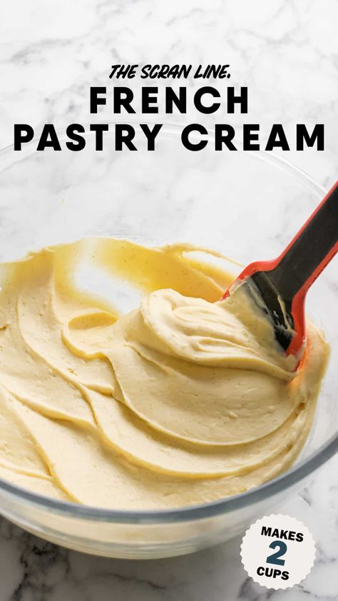 French Pastry Cream Recipe, Easy Pastry, French Pastries Recipes, French Custard, Cream Filling Recipe, Pastry Cream Recipe, Eclair Recipe, Cake Filling Recipes, Fruit Tarts