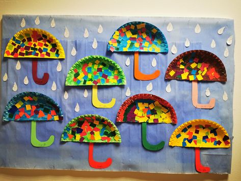 Umbrella Crafts Preschool, Preschool Umbrella Crafts, Umbrella Rain Craft Preschool, Umbrella Art Preschool, Easy Umbrella Crafts For Kids, Easy Umbrella Craft, Umbrella Art And Craft, Rain Kids Crafts, Umbrella Crafts For Toddlers