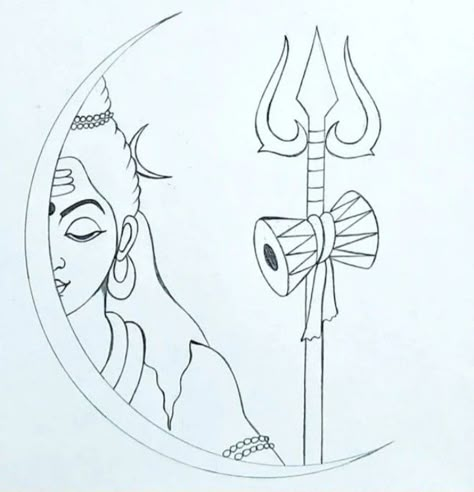 Shiv Easy Drawing, Sivan Drawings, Mahadev Art Sketch, Lord Shiva Drawing Sketches, Shivji Drawing Easy, Shiva Art Drawing, Mahadev Drawing Easy, Creative Drawing Ideas Unique, Shiv Drawing