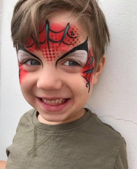 Easy Spiderman Face Paint, Disney Face Painting, Spider Man Face Paint, Face Painting Halloween Kids, Superhero Face Painting, Animal Face Paintings, Festival Face Paint, Face Painting For Boys, Christmas Face Painting