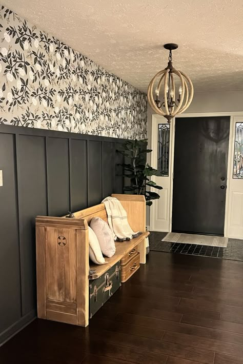 Board And Batten Foyer, Add Board And Batten, Dining Room Accent Wall, Hallway Makeover, Mudroom Decor, Room Accent Wall, Board And Batten Wall, Oldest Daughter, Dark Days