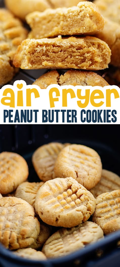 Air Fryer Peanut Butter Cookies, Homemade Oatmeal Raisin Cookies, Three Ingredient Peanut Butter Cookies, Air Fryer Cookies, Baked Zucchini Fries, Air Fryer Dessert, Air Fryer Baking, Recipes Peanut Butter, Homemade Peanut Butter Cookies