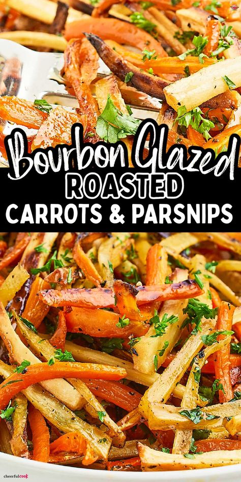 Glazed Carrots And Parsnips, Bourbon Glazed Carrots, Sweet Bourbon Glaze, Carrot And Parsnip Recipe, Glazed Roasted Carrots, Brown Sugar Roasted Carrots, Carrots Slow Cooker, Carrots In Oven, Italian Beef Recipes