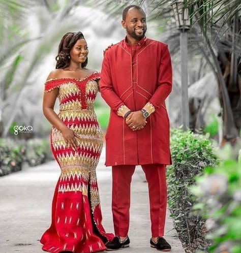 Ghanaian Traditional Wedding, Couples African Outfits, Love Is A Beautiful Thing, African Bridal Dress, A Good Wife, African Traditional Wedding Dress, African Wedding Attire, Kente Dress, Traditional African Clothing