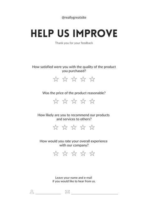 White Black Simple Customer Satisfaction Survey A4 Document #canvafreetemplate #canvafree #freetemplate #walrusd #survey #freeserveytemplate #freeservey #serveytemplate Customer Survey Questions, Customer Satisfaction Survey Template, Survey Form, Survey Template, Customer Survey, Home Maintenance Checklist, A4 Document, Survey Questions, Maintenance Checklist