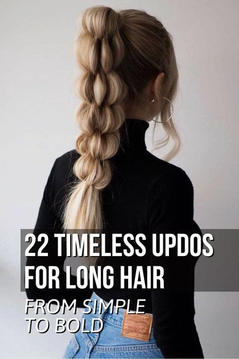 Updos For Long Hair Updos For Long Hair Extensions, Cute Updo Long Hair, Best Updos For Long Hair, Quick Updo Long Hair, Easy Ways To Put Up Long Hair, Thick Long Hair Updo Easy, Easy Long Updo, Thick Hair Dos, Easy Updos Long Hair