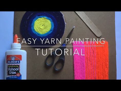 This easy tutorial will teach you how to yarn paint. If you can glue curved & straight lines, you can yarn paint! This is how I teach my elementary students to yarn paint. Anyone can learn! Yarn painting is a good way to integrate art into your classroom...discuss the impact of the Huichol people on Mexican art for social studies/Art integration! The option are limitless as how to visualize what you have learned! #huichol #easyart #yarnpaint #yarnpainting Yarn Painting Art Ideas, Yarn Art For Kids, Yarn Art On Canvas, Mexican Yarn Art, Mexican Yarn Painting, Integrate Art, Yarn Art Diy, Yarn Painting Art, Painting Lesson Plans